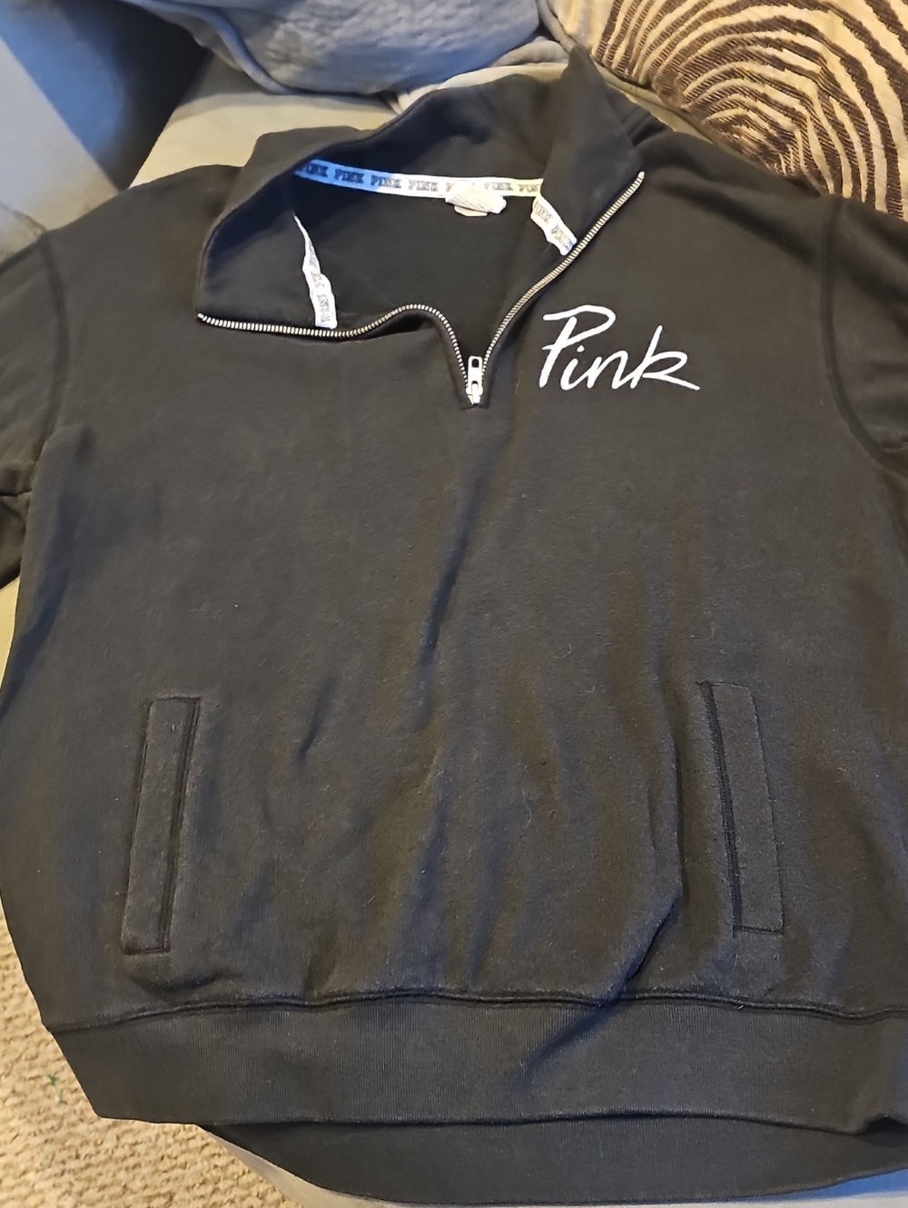 PINK Victoria's Secret Black Half-Zip Pullover Sweatshirt